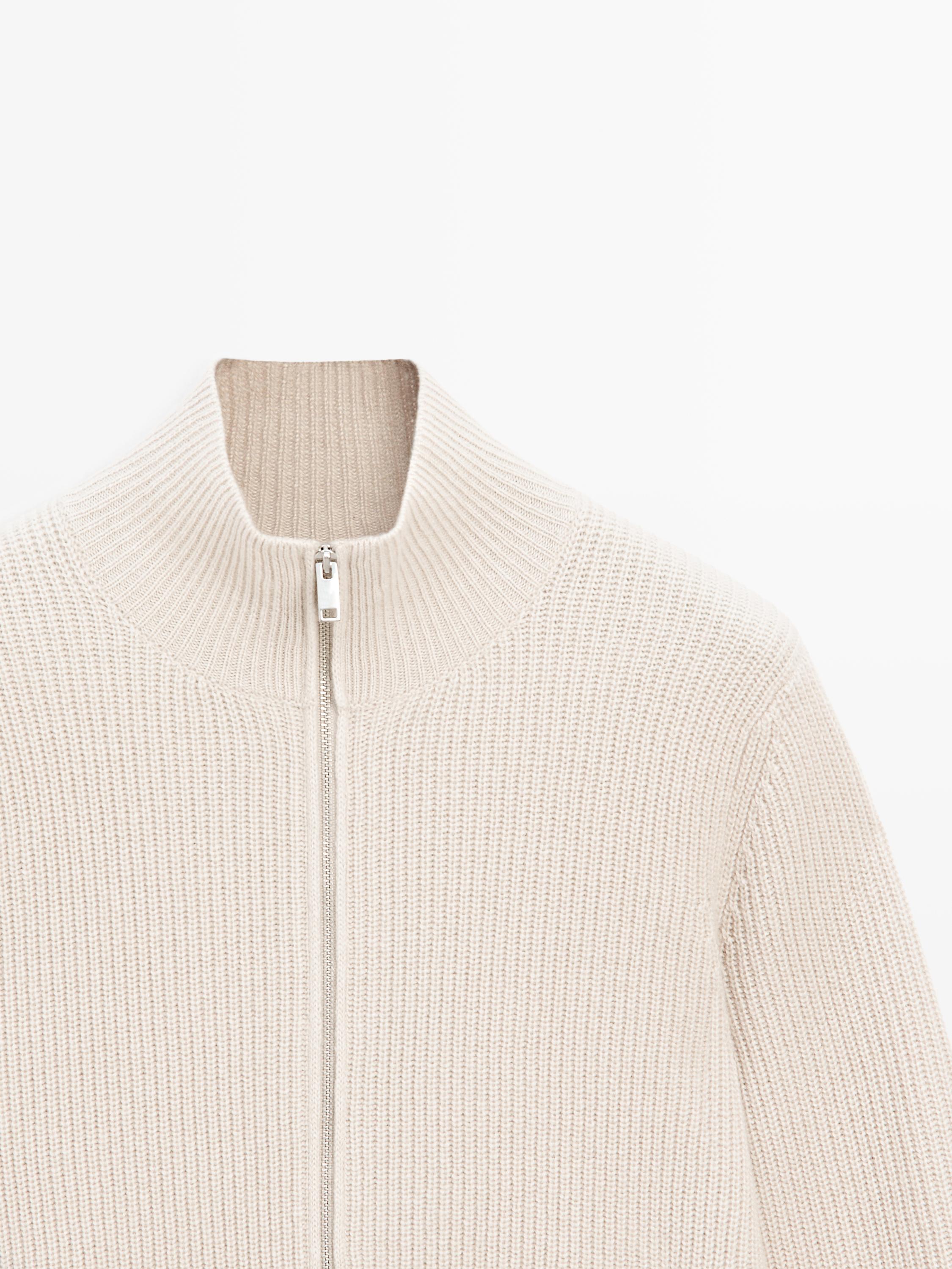 100% cashmere zip-up cardigan
